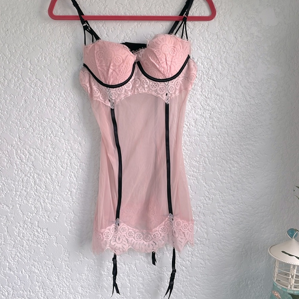 Pretty Sexy Pink Merry Widow with Black Details - medium.